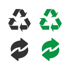 Obraz premium Recycle green and black vector icons. Recycle icons isolated on white background