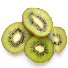 Fototapeta premium Kiwi fruit slices on white background.