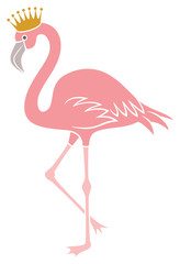 flamingo bird with crown vector icon