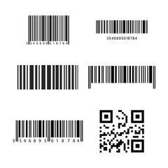 Set of realistic barcode icons isolated on gray background. Bar code icons