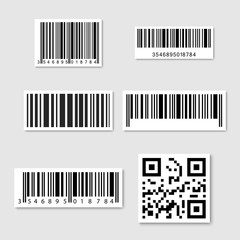 Set of realistic Barcode sticker. Bar code sticker icons