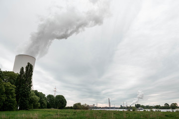 NRW/GERMANY - MAY 16, 2019: The company STEAG operates a two-unit combined heat and power plant in Duisburg, Germany. 