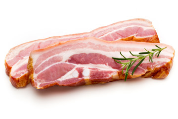 Pieces of raw pork lard isolated on white background.