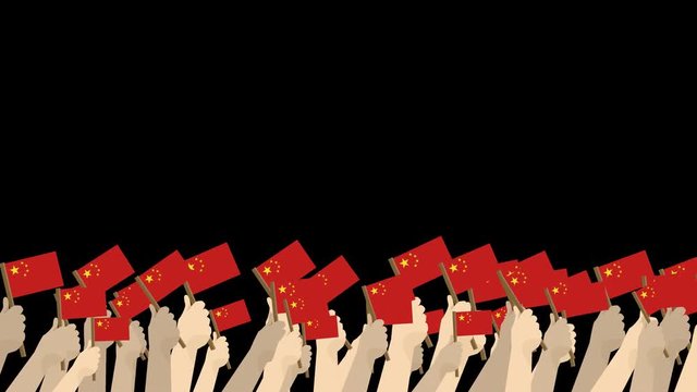 Hands holding up flags chaina