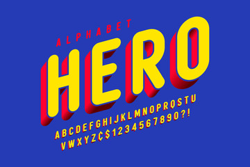 Naklejka na ściany i meble Trendy 3d comical font design, colorful alphabet, typeface
