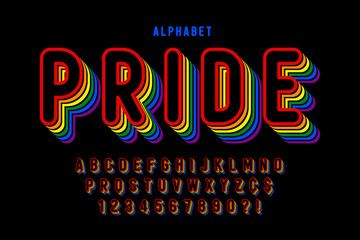 Original display rainbow font design, alphabet, letters