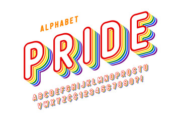 Original display rainbow font design, alphabet, letters
