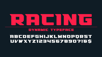 Fototapeta na wymiar Racing display font design, alphabet, typeface, letters