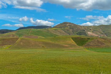 Naklejka premium Green Sicilian Hills, Caltanissetta, Italy, Europe