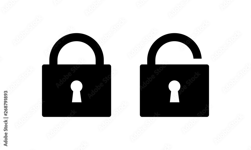 Aufkleber lock open and closed, password security symbol vector