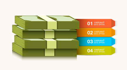 Business presentation template. Business solutions or options. Money infographics. Dollar stack © hobbitfoot