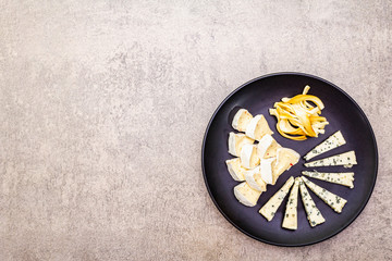 Snack assorted cheeses plate