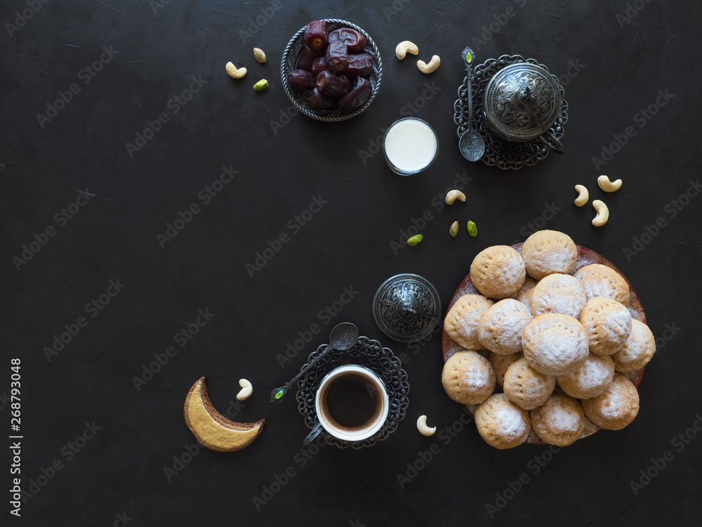 Wall mural Ramadan Dates Sweets - Arabian cuisine background