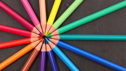 Fototapeta premium colored pencil,art concept top view