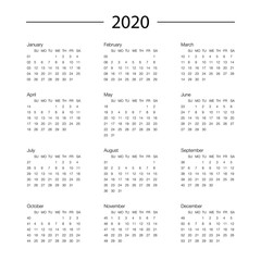 Calendar 2020 year template day planner in this minimalist