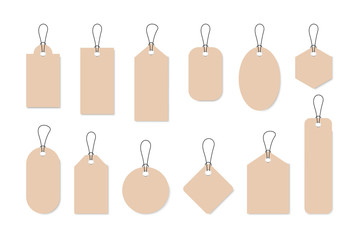 Set of sale tags and labels, template shopping labels. Blank, discount and price tags on paper. Special offer. Vintage. Vector illustration.