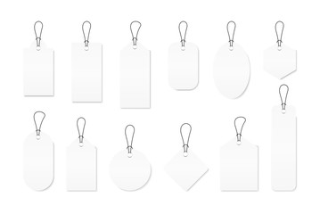 Set of sale tags and labels, template shopping labels. Blank, discount and price tags on paper. Special offer. Vintage. Vector illustration.