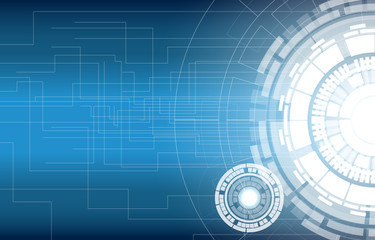 Obraz premium Technology white circle with line. concept information digital abstract blue background vector illustration