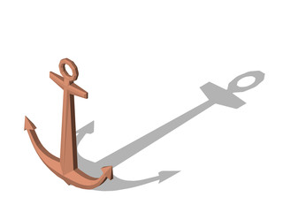 Nautical anchor. Isolated on white. 3D vector illustration.