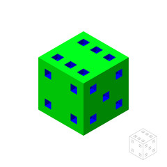 Dice. 3d Vector colorful illustration. 3d isometric style.