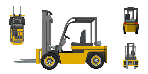 Forklift truck. Isolated on white. 3d Vector illustration. © eestingnef