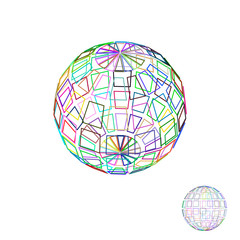 Abstract polygonal broken sphere.Vector outline colorful illustration.