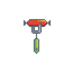 Pixel art sausage icon. Kitchen utensils vector sign for web, mobile design and 8 bit games.