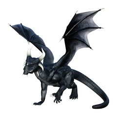 3D Rendering Fairy Tale Dragon on White