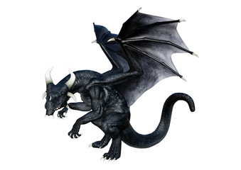 3D Rendering Fairy Tale Dragon on White
