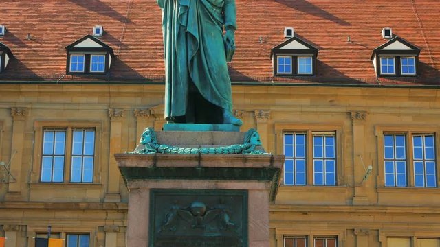 Schiller memorial at Schillerplatz, Stuttgart, Baden-Wuerttemberg, Germany