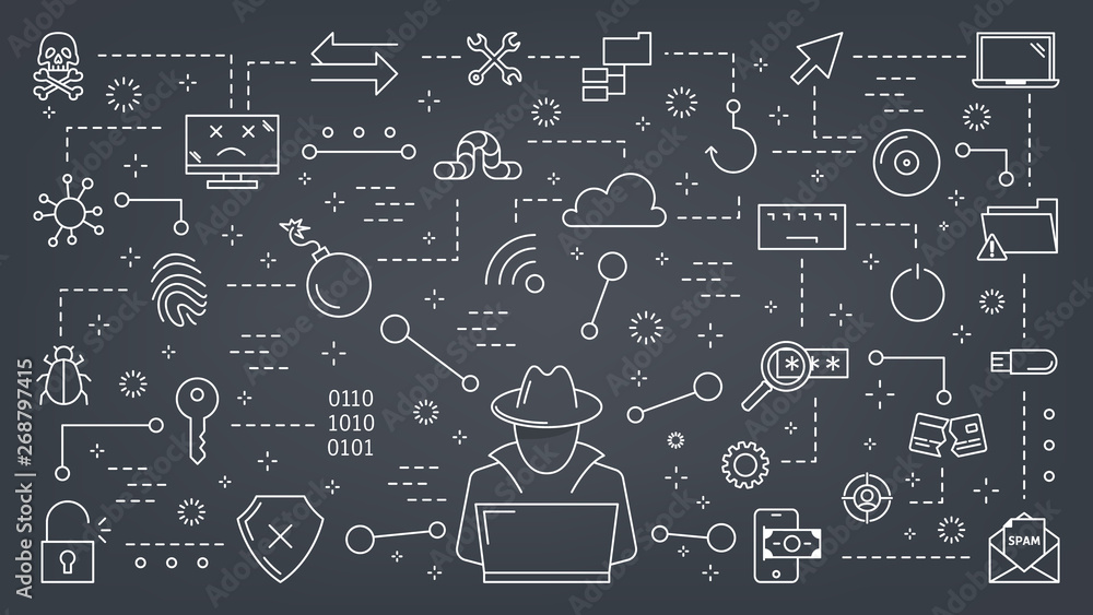 Sticker hacker icons set