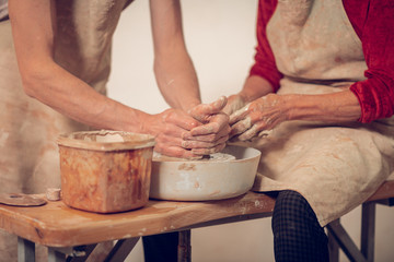 Close up of hands during the work