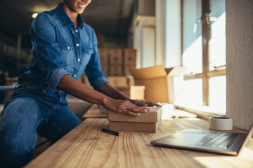 Entrepreneur working on online orders