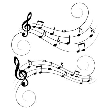 Set of various music notes, musical design elements, vector illustration.
