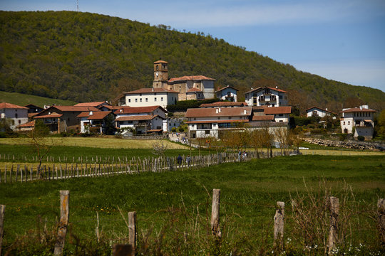 image of the village of Lizaso. In the valley of Utlzama, Navarre. Spain.