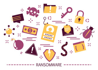 Ransomware concept. Idea of virus on the computer