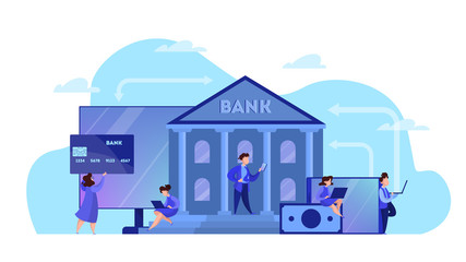 Online banking web banner concept. Making financial operations