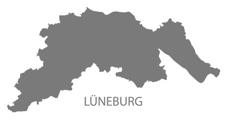 Obraz premium Lueneburg grey county map of Lower Saxony Germany DE