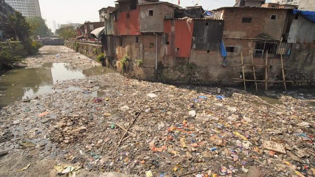 Dharavi slums in east Mumbai. Bandra District, Maharashtra, India.