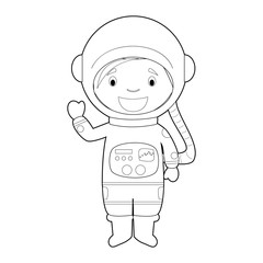Easy coloring cartoon vector illustration of an astronaut.