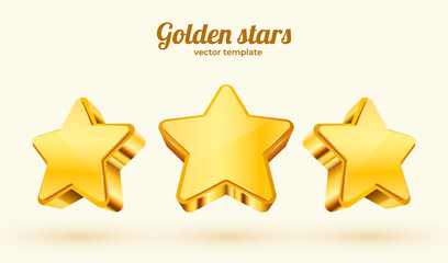 Three golden stars. Template for mobile game. Achievement concept. © hobbitfoot