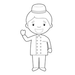 Easy coloring cartoon vector illustration of a bellboy.