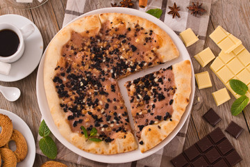 Pizza chocolate cookie. 