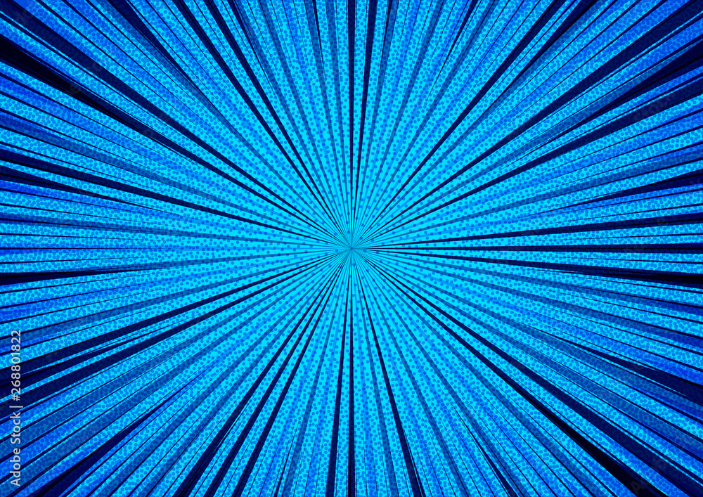Poster abstract comic blue background for style pop art design. retro burst template backdrop. light rays e