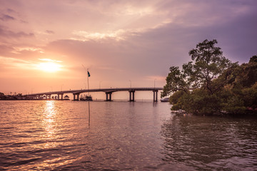 Fototapeta na wymiar bridge in sunset in Thailand