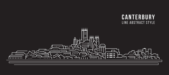 Cityscape Building Line art Vector Illustration design -  Canterbury city