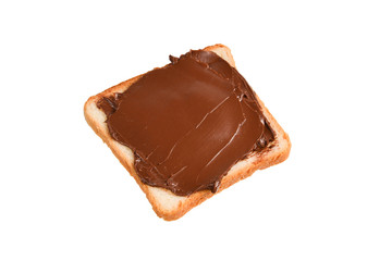 Сhocolate paste sandwich isolated on white background.