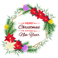 christmas frame with flowers