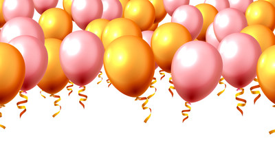 Festive color golden balloon party background. Vector