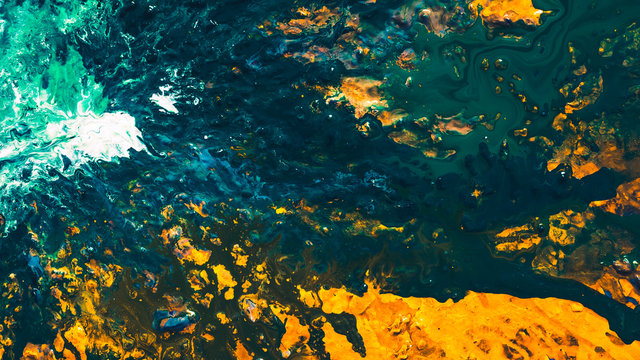 Abstract acrylic oil gouache paint background. Color mix art. Fluid liquid texture pattern spreading covering rough surface.